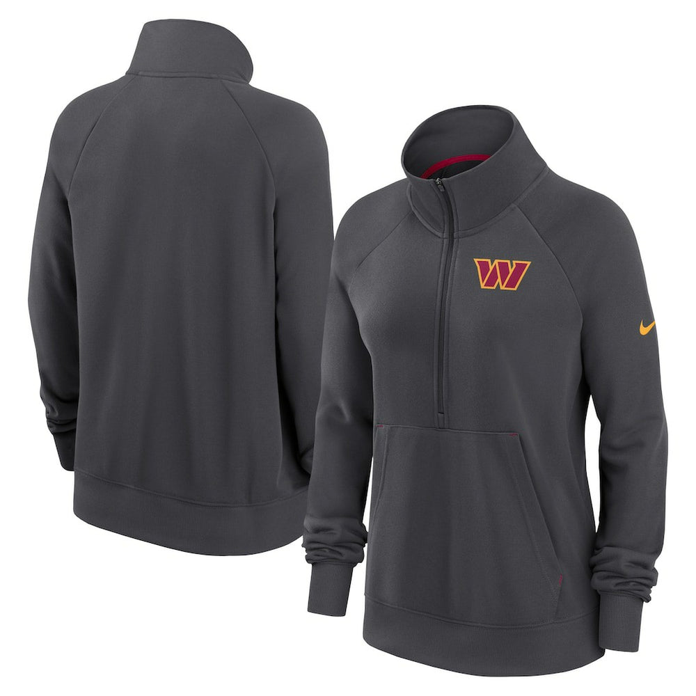 Washington Commanders Women's Premium Raglan Performance Half-Zip Sweatshirt - Charcoal - Nike