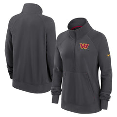Washington Commanders Women's Premium Raglan Performance Half-Zip Sweatshirt - Charcoal - Nike