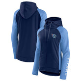 Tennessee Titans Women's End Around Lightweight Raglan Full-Zip Hoodie Jacket - Navy/Light Blue - Fanatics