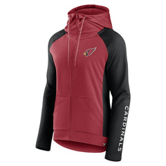 Arizona Cardinals Women's End Around Lightweight Raglan Full-Zip Hoodie Jacket - Cardinal/Black - Fanatics