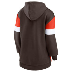 Cleveland Browns Women's Lock It Down Pullover Hoodie - Brown/Orange - Fanatics