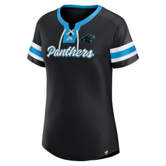 Carolina Panthers Women's Original State Lace-Up T-Shirt - Black - Fanatics
