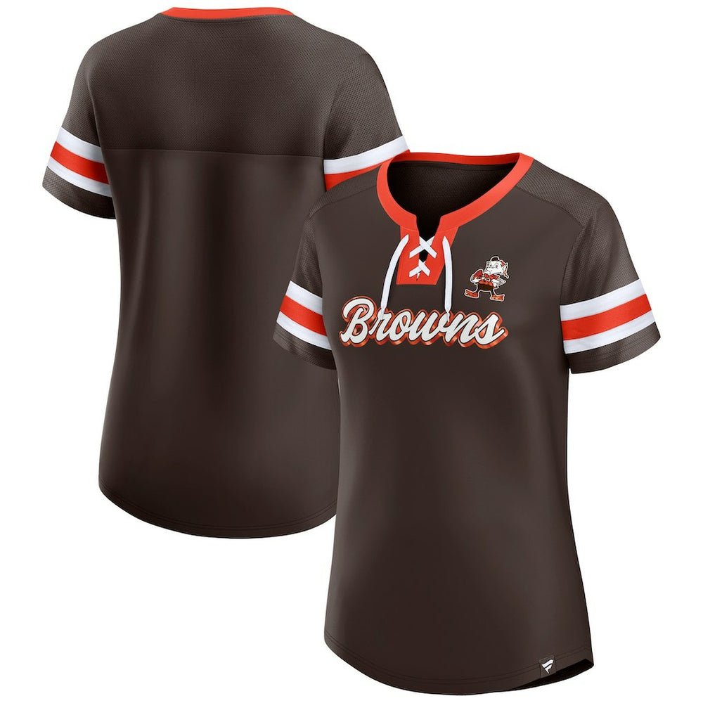 Cleveland Browns Women's Original State Lace-Up T-Shirt - Brown - Fanatics