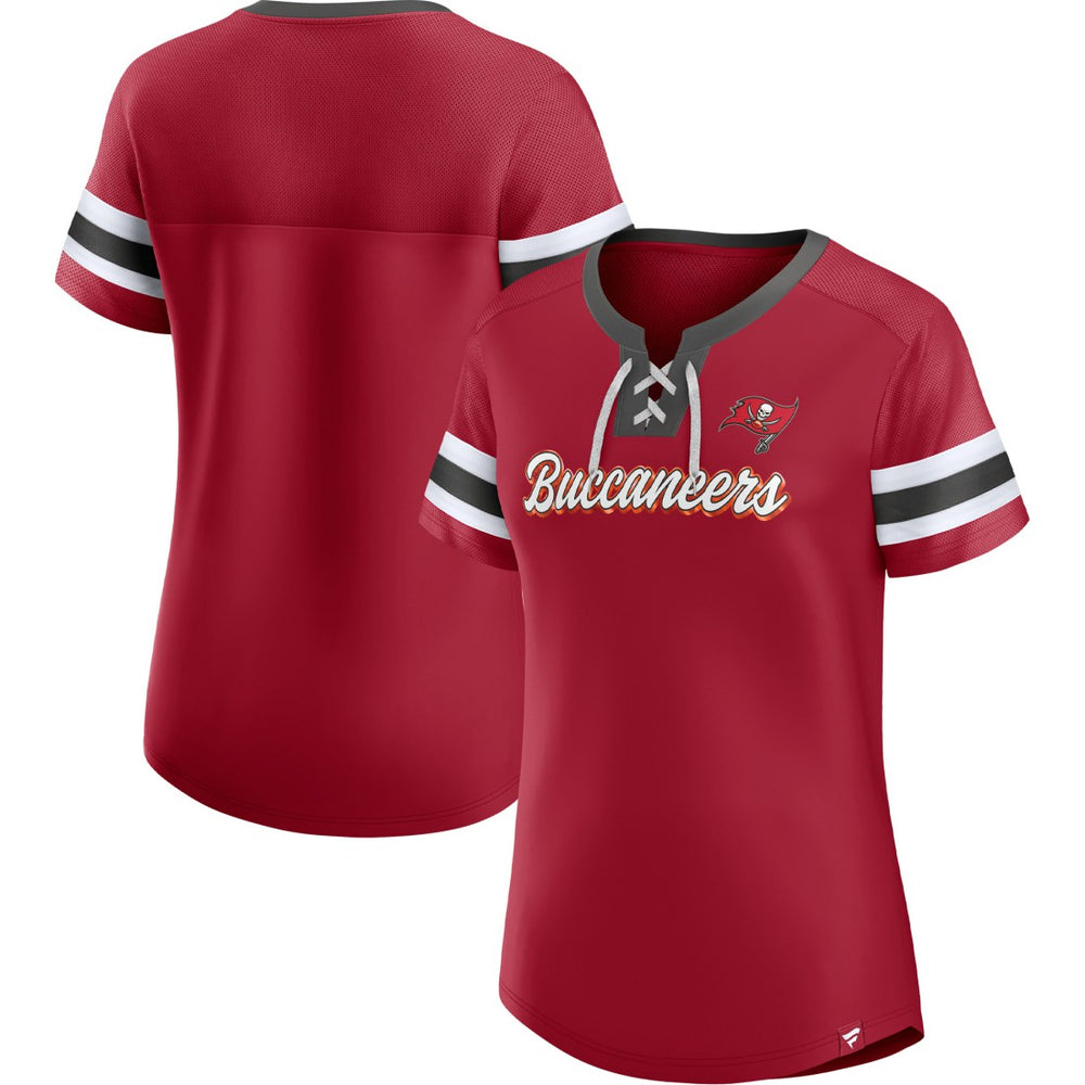 Tampa Bay Buccaneers Women's Original State Lace-Up T-Shirt - Red - Fanatics