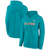 Miami Dolphins Women's Iconic Cotton Fleece Checklist Pullover Hoodie - Aqua - Fanatics