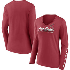 Arizona Cardinals Women's Drive Forward V-Neck Long Sleeve T-Shirt - Cardinal - Fanatics