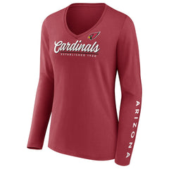 Arizona Cardinals Women's Drive Forward V-Neck Long Sleeve T-Shirt - Cardinal - Fanatics
