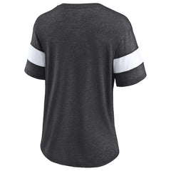 New Orleans Saints Women's Distressed Team Tri-Blend V-Neck T-Shirt - Heathered Charcoal/White - Fanatics