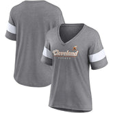Cleveland Browns Women's Give It All Half-Sleeve Tri-Blend V-Neck T-Shirt - Heather Gray - Fanatics