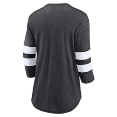 Las Vegas Raiders Women's Primary Logo 3/4 Sleeve Scoop Neck T-Shirt - Heathered Charcoal - Fanatics