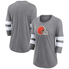 Cleveland Browns Women's Primary Logo 3/4 Sleeve Scoop Neck T-Shirt - Heathered Gray - Fanatics