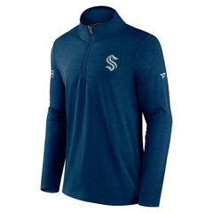 Seattle Kraken Fanatics Authentic Pro Rink Quartet-Zip Jacket - Heather Deep Sea Blue | Fanatics Lifestyle