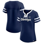 Dallas Cowboys Women's Original State Lace-Up T-Shirt - Navy - Fanatics