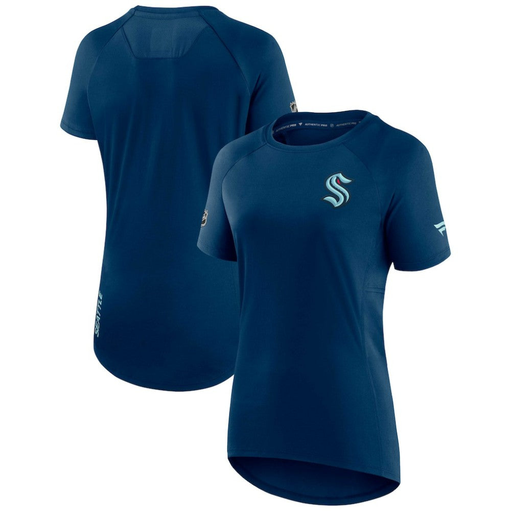 Seattle Kraken Fanatics Women's Authentic Pro Rink Raglan Tech T-Shirt - Deep Sea Blue | Fanatics Clearance