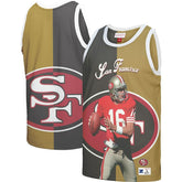 Joe Montana San Francisco 49ers Retired Player Graphic Tank Top - Black/Gold - Mitchell & Ness