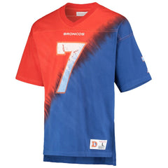 John Elway Denver Broncos Retired Player Name & Number Diagonal Tie-Dye V-Neck T-Shirt - Orange/Royal - Mitchell & Ness