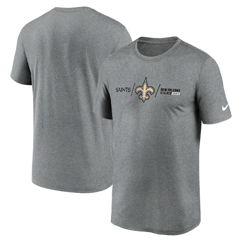 New Orleans Saints Horizontal Lockup Legend Performance T-Shirt - Heathered Charcoal - Nike