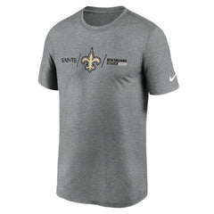 New Orleans Saints Horizontal Lockup Legend Performance T-Shirt - Heathered Charcoal - Nike