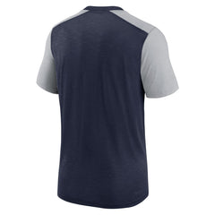 Seattle Seahawks Color Block Team Name T-Shirt - Heathered College Navy/Heathered Gray - Nike