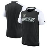 Las Vegas Raiders Color Block Team Name T-Shirt - Heathered Black/White - Nike