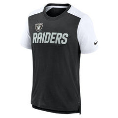 Las Vegas Raiders Color Block Team Name T-Shirt - Heathered Black/White - Nike