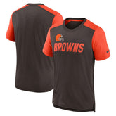Cleveland Browns Color Block Team Name T-Shirt - Heathered Brown/Heathered Orange - Nike