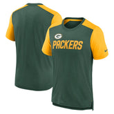 Green Bay Packers Color Block Team Name T-Shirt - Heathered Green/Heathered Gold - Nike