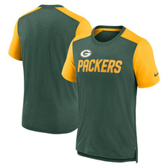 Green Bay Packers Color Block Team Name T-Shirt - Heathered Green/Heathered Gold - Nike
