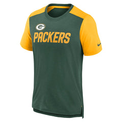 Green Bay Packers Color Block Team Name T-Shirt - Heathered Green/Heathered Gold - Nike