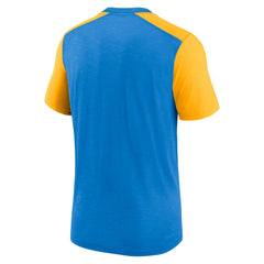 Los Angeles Chargers Color Block Team Name T-Shirt - Heathered Powder Blue/Heathered Gold - Nike
