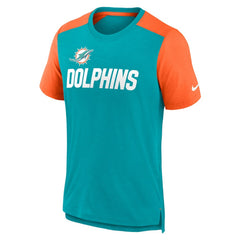 Miami Dolphins Color Block Team Name T-Shirt - Heathered Aqua/Heathered Orange - Nike