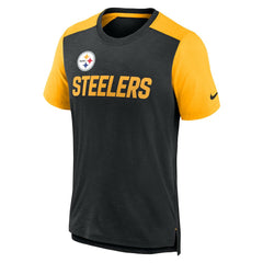Pittsburgh Steelers Color Block Team Name T-Shirt - Heathered Black/Heathered Gold - Nike
