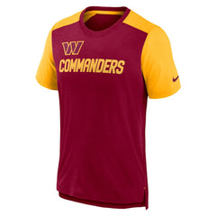Washington Commanders Color Block Team Name T-Shirt - Heathered Burgundy/Heathered Gold - Nike