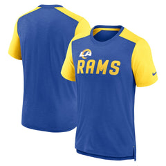 Los Angeles Rams Color Block Team Name T-Shirt - Heathered Royal/Heathered Gold - Nike