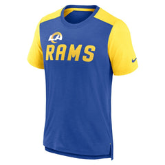 Los Angeles Rams Color Block Team Name T-Shirt - Heathered Royal/Heathered Gold - Nike