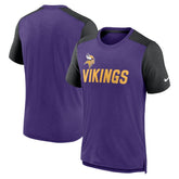 Minnesota Vikings Color Block Team Name T-Shirt - Heathered Purple/Heathered Black - Nike