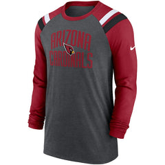 Arizona Cardinals Tri-Blend Raglan Athletic Long Sleeve Fashion T-Shirt - Heathered Charcoal/Cardinal - Nike