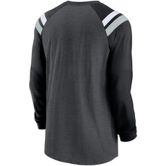 Las Vegas Raiders Tri-Blend Raglan Athletic Long Sleeve Fashion T-Shirt - Heathered Charcoal/Black - Nike