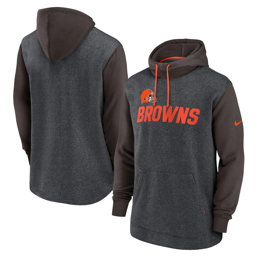 Cleveland Browns Surrey Legacy Pullover Hoodie - Heathered Charcoal/Brown - Nike