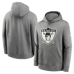 Oakland Raiders Rewind Club Fleece Pullover Hoodie - Heathered Gray - Nike