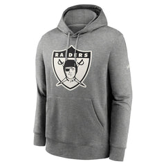Oakland Raiders Rewind Club Fleece Pullover Hoodie - Heathered Gray - Nike