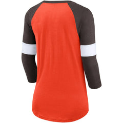 Cleveland Browns Women's Football Pride Slub 3/4 Raglan Sleeve T-Shirt - Heathered Orange/Brown - Nike