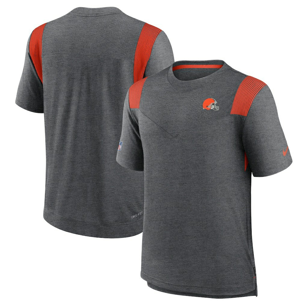 Cleveland Browns Sideline Tonal Logo Performance Player T-Shirt - Heather Charcoal - Nike