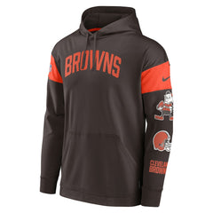 Cleveland Browns Brownie The Elf Sideline Athletic Arch Jersey Performance Pullover Hoodie - Brown - Nike
