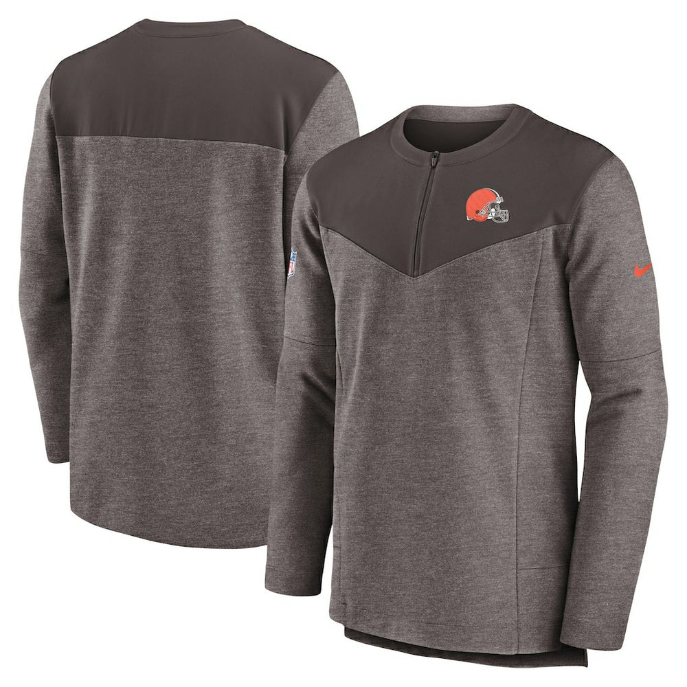 Cleveland Browns Sideline Lockup Performance Quarter-Zip Top - Brown - Nike
