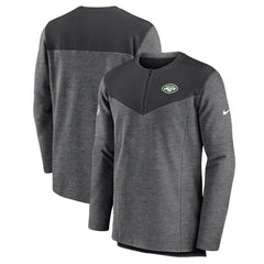 New York Jets Sideline Lockup Performance Quarter-Zip Top - Charcoal - Nike