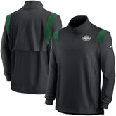 New York Jets Sideline Coach Chevron Lockup Quarter-Zip Long Sleeve Top - Black - Nike