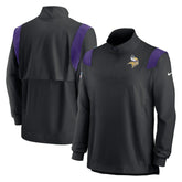 Minnesota Vikings Sideline Coach Chevron Lockup Quarter-Zip Long Sleeve Top - Black - Nike