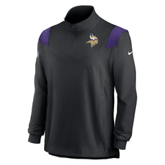 Minnesota Vikings Sideline Coach Chevron Lockup Quarter-Zip Long Sleeve Top - Black - Nike