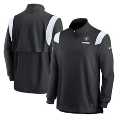 Las Vegas Raiders Sideline Coach Chevron Lockup Quarter-Zip Long Sleeve Top - Black - Nike